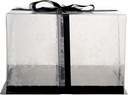Restaurantware-10 Inch x 6.75 Inch Transparent Cake Boxes, 10 Black Ribbon Clear Cake Boxes - No Grease Base, Flower Garden Design, Clear Plastic Birthday Box, For Weddings Or Birthdays