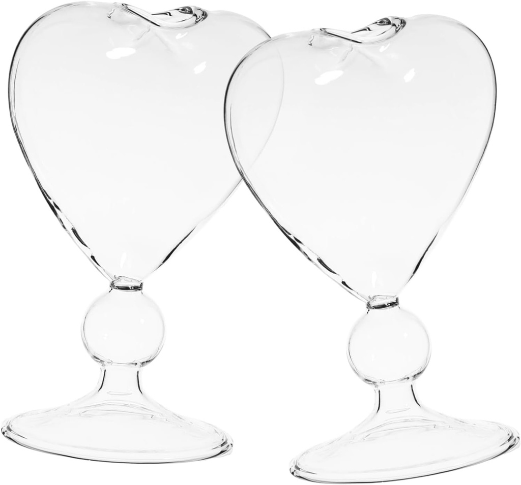 DECHOUS 2pcs Heart-shaped Cocktail Goblets Elegant Glass Cups for Parties Weddings Celebrations Unique Heart Design for Wine Whiskey Beverages