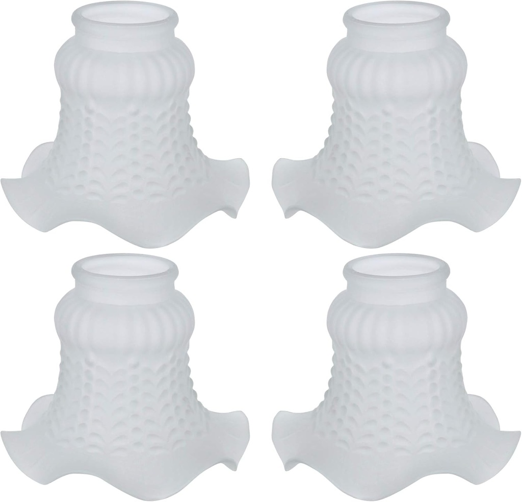 Aspen Creative 23097-4A Transitional Style Replacement Floral Shaped Frosted Glass Shade, 2-1/8" Fitter Size, 4-1/8" Height x 5-1/8" Diameter, 4 Pack
