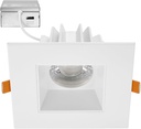 Maxxima 4 in. Ultra-Thin Recessed Anti-Glare LED Downlight, Canless IC Rated, 5 Color Temperature Selectable 2700K/3000K/3500K/4000K/5000K, Dimmable Square White Trim, 90 CRI