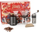 Bincoo Pour Over Coffee Maker 5-piece Set with Manual Coffee Grinder and 600ML Coffee Kettle Portable Professional Hand Brewed Pour Coffee Maker Drama Style Gift Set