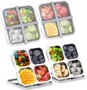 4 Divided Compartments Snack Containers Bento Snack Box with Lid Stainless Steel Kids Plates Reusable Meal Prep Lunch Box Food Storage Containers for Adults Travel Work