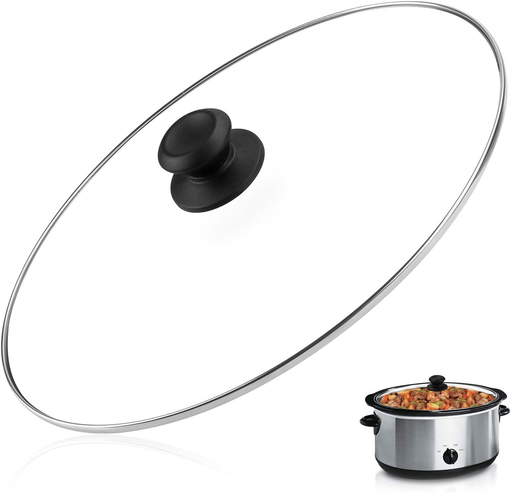 Oval Slow Cooker Lid Large 8 QT Fits for Crock Pot Glass Lids Programmable Slow Cookers SCV800 and Compatible With Hamilton Beach Oval Glass Pot Lid Transparent Cover