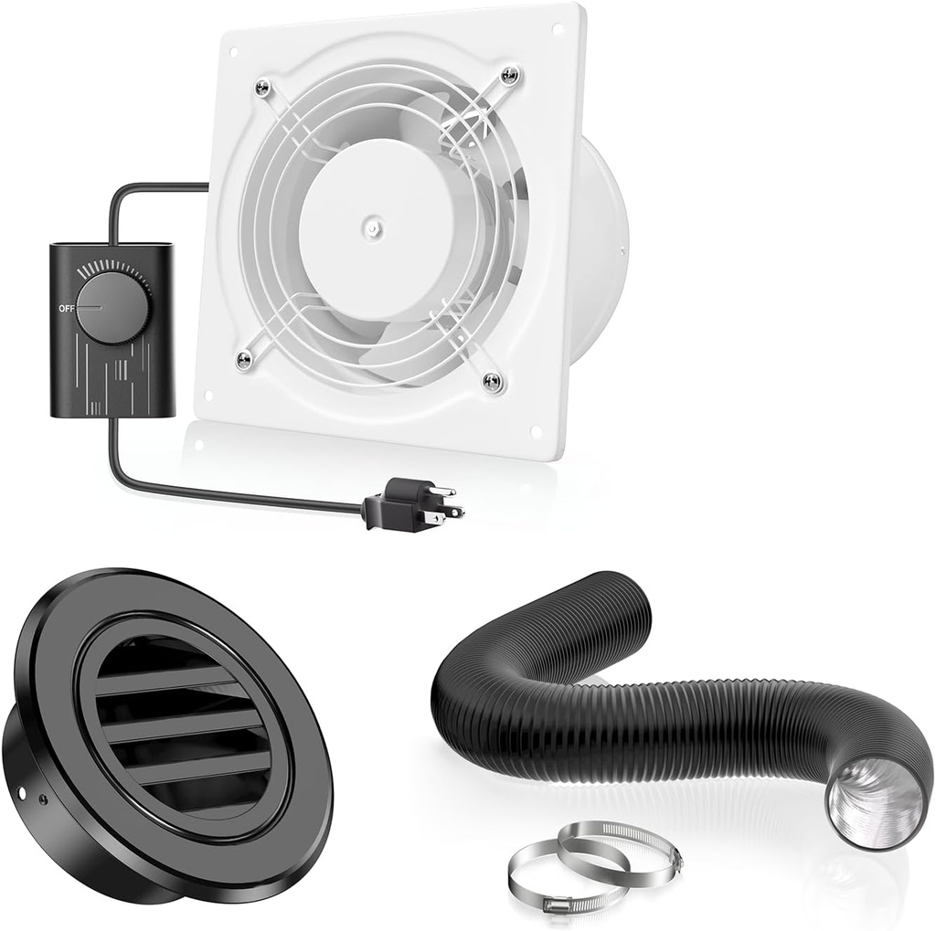 HG Power 6 Inch Exhaust Fan with Speed Controller Kit-With 6 Inch 16 Feet Air Ducting and 6 Inch Aluminium Alloy Round Air Vent