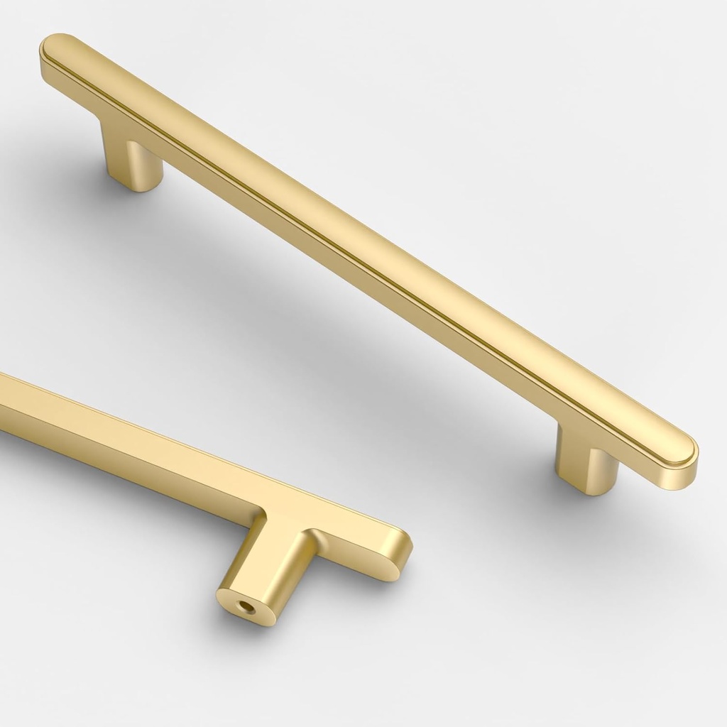 Asidrama 10 Pack 5 Inch(128mm) Brushed Gold Kitchen Cabinet Handles, Cabinet Pulls Kitchen Cabinet Hardware for Cupboard Drawer Pulls