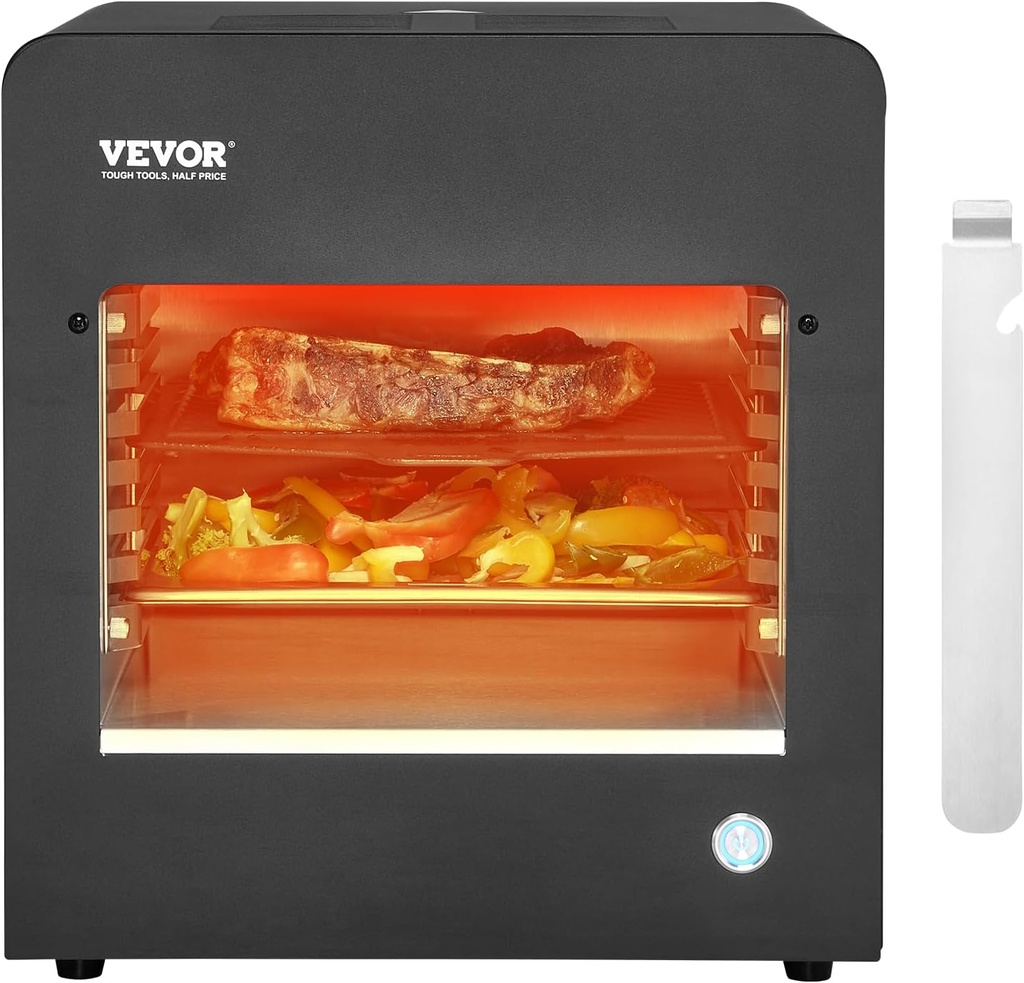 VEVOR Infrared Grill, 1800W Smokeless Infrared Electric Steak Broiler, 1450°F Stainless Steel Steak Cooker with 6-Tier Adjustable Rack, Electric Steak Grill for BBQ, Toast, Grill, Indoor