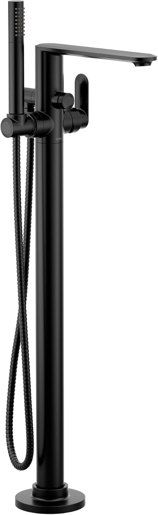 Moen Greenfield Matte Black One Handle Freestanding Floor Mount Tub Filler with Handshower, Bathtub Faucet with Removable Wand, 620BL