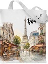 Paris Gifts Tote Bag - Travel Souvenirs from France Cotton City Themed Totes Reusable Grocery Bags for Shopping Beach Aesthetic Handbag Christmas New Year Birthday Gift for Women Mom Daughter