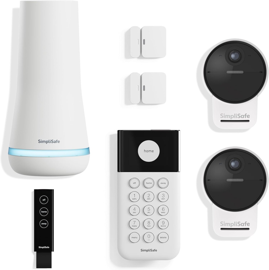 SimpliSafe 7 Piece Wireless Outdoor Camera Home Security System - Optional 24/7 Professional Monitoring - No Contract - Compatible with Alexa and Google Assistant