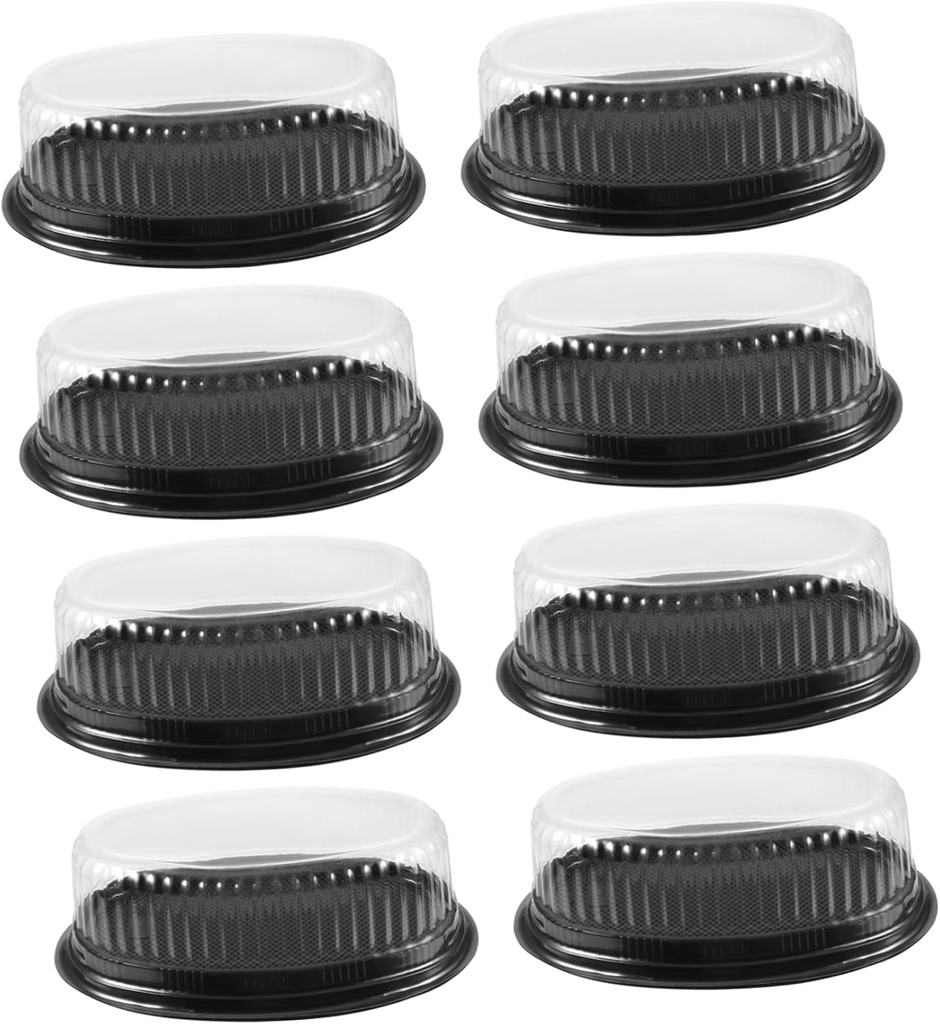 IMIKEYA 10pcs Transparent Plastic Cake Packing Boxes Disposable Portable Oval Cake Packaging Trays for Weddings Birthdays Showers and Bakery Takeaway