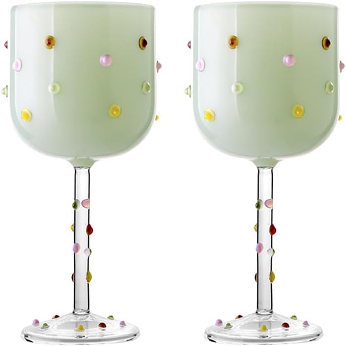 2 Pack Wine Glasses Colorful Candy Glass Wine Goblets Creative Aesthetic Champagne Decorative Coquettish Container for Weddings Birthdays