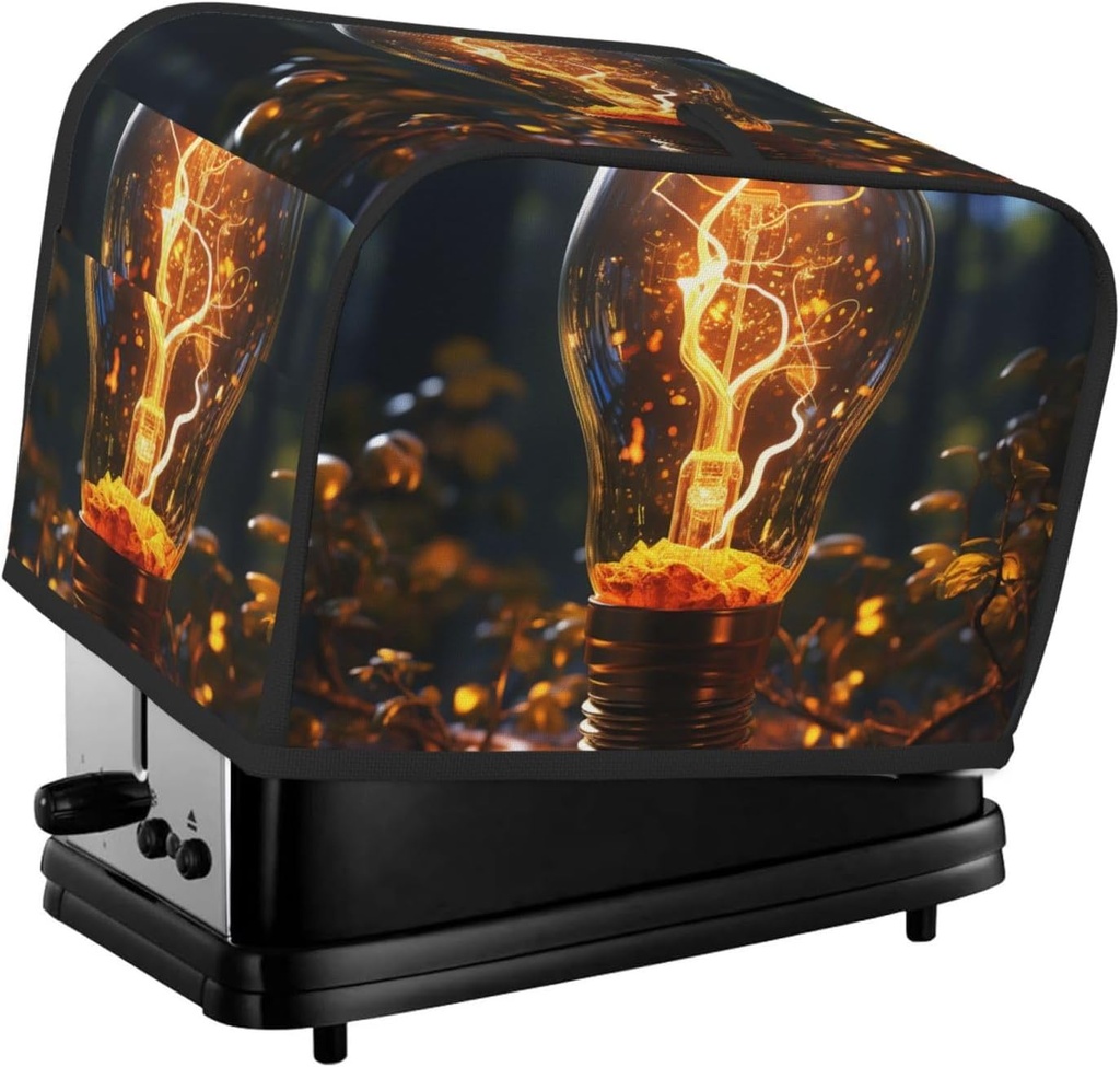 Light Bulb 2 Slice Toaster Covers Bread Machine Cover Quilted Dustproof Fingerprint Protectors Small Washable Appliance Cover Bread Maker Dust Protection Universal Size