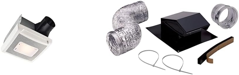 Broan-NuTone 110 CFM 1.3 Sones Bathroom Exhaust Fan with Light & Roof Vent Kit for 3-4" Ductwork