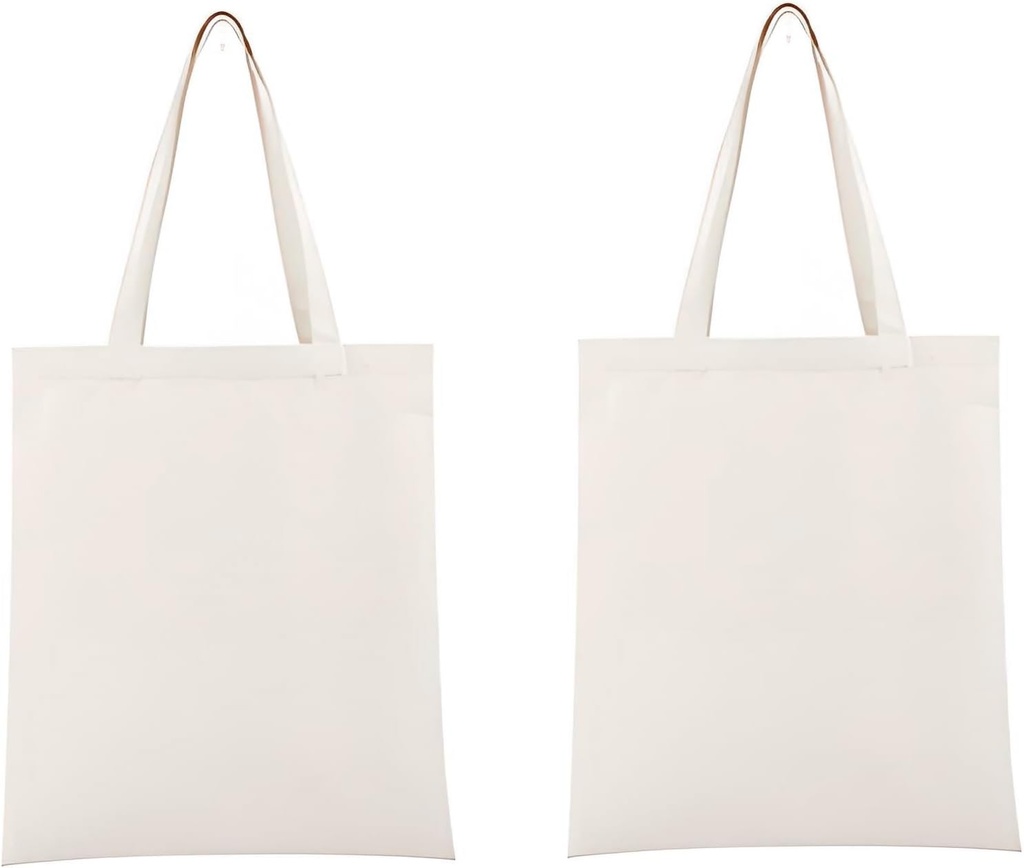 Canvas Tote Bag - 2 PCS Cotton Canvas Reusable Grocery Shopping Blank Tote Bag with Handles for Crafts DIY, Gift, Advertising Promotion Activity