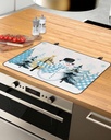 Winter Countertop Burners Protection Mats for Kitchen, Snowman Christmas Tree Snowflakes Linen Rubber Stove Top Cover Mat, Heat Proof Mats Cooktop Cover for Counter Dish Drying Mat, 31"x24"