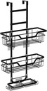 24 Inch 3-Tier Shower Shelves Wall Mounted with Hooks, Rustproof Stainless Steel Towel Rack, Hollowed-Out Drainage Storage Organizer for Bathroom/Kitchen/Balcony, Black Modern Space-Saving Design