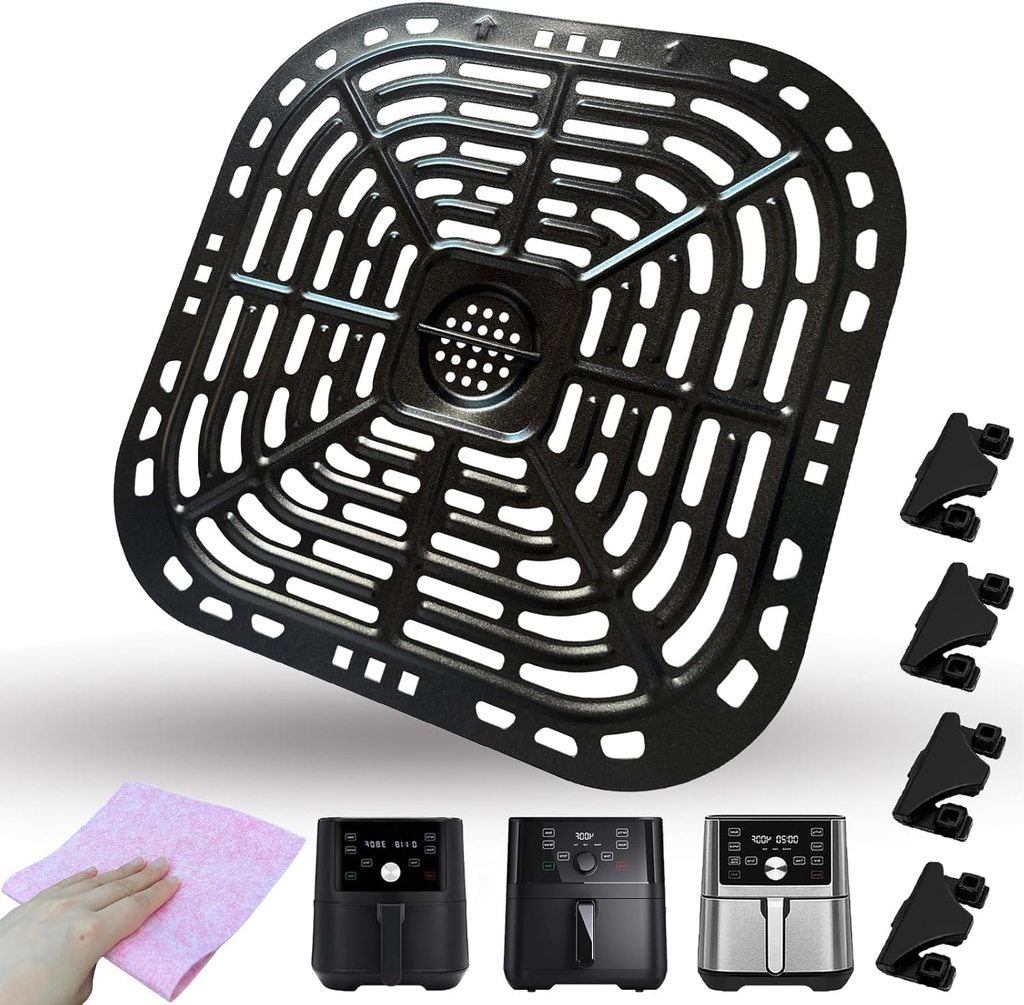 6QT Air Fryer Crisping Plate for Instants Pot Vortex Plus 6QT XL Air Fryer, Updated Air Fryer Grill Plate Pan Rack Tray Insert Grate Grid Shelf for 6QT Instants Air Fryers, Dishwasher Safe
