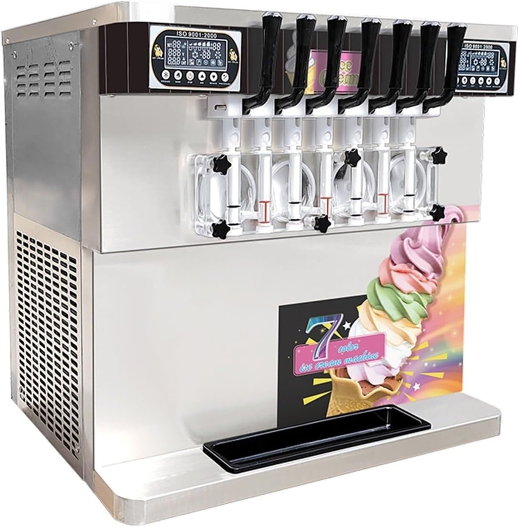 Desktop Ice Cream Machine,Ice Cream Maker Machine for Home or Commercial,Multi Flavor 7-Hole Ice Cream Machine Commercial Fully Automatic Milk