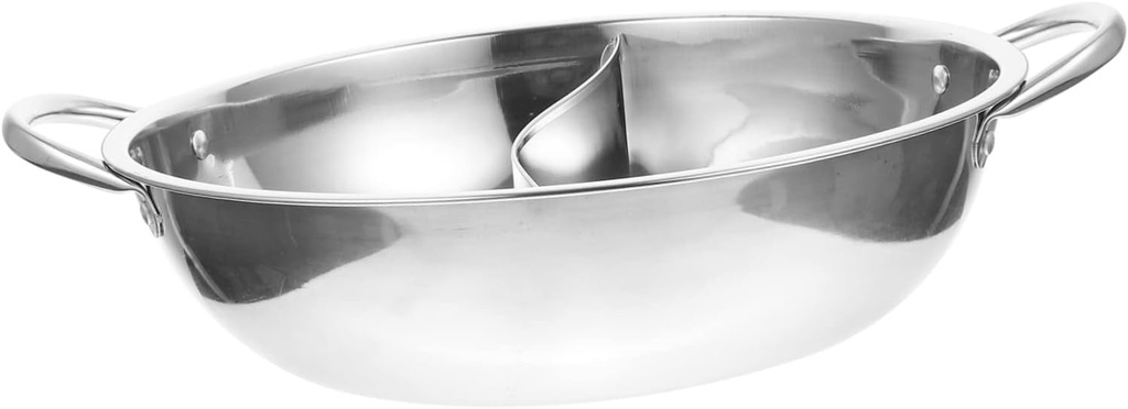 PRETYZOOM Dual Sided Hot Pot Stainless Steel Electric Hot Pot Divider Stove Top Easy Clean