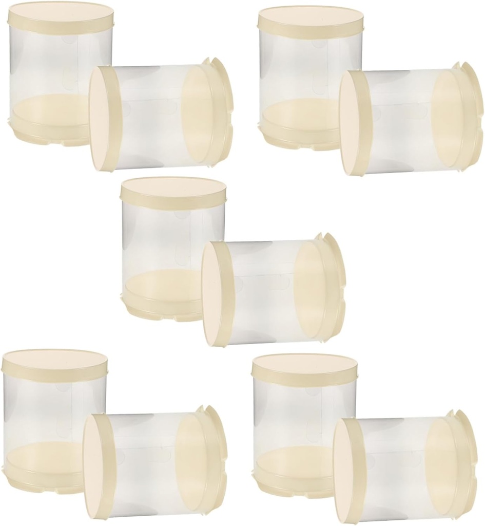 10pcs Plastic Round Dessert Boxes Mini Cake Display Boxes Cake Packaging Cupcake Event Ready Packaging