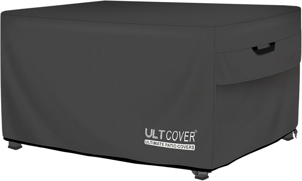 ULTCOVER Rectangular Gas Fire Pit Table Cover 52x34 inch Waterproof Heavy Duty Firepit Cover, Black
