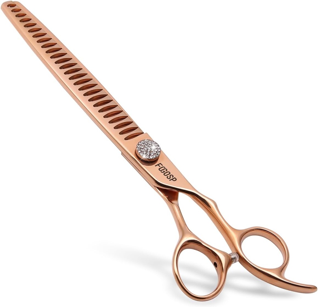 Chunkers Dog Grooming Scissoes 8'' Rose Gold Titanium Professional Thinning Shears for Large Dogs Poodle 26 Teeth Pet Grooming Scissor Japan 440C 70% Thinning Rate (8,Chunker)