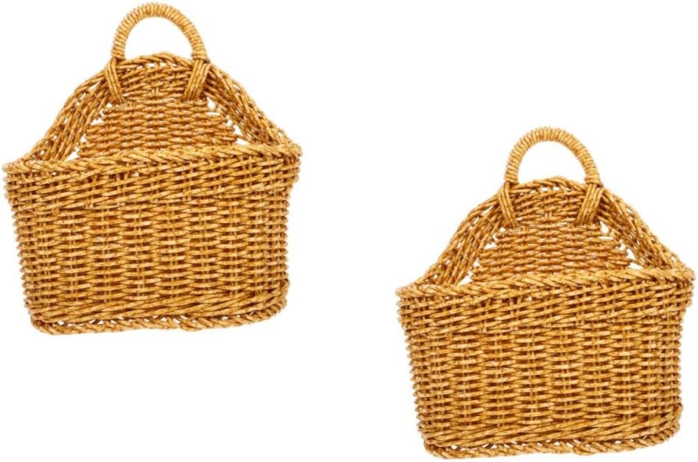 2pcs Hanging Vegetable Basket for Kitchen Organization Woven Storage for Fruits and Spices Wall-mounted Design for Space-saving Rustic Item