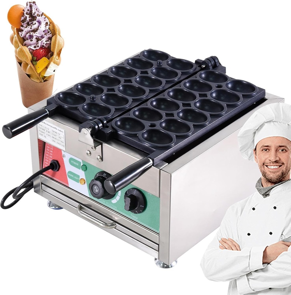 Commercial Waffle Maker, Non-Stick Electric Waffle Ball Maker, 1800W Commercial Egg Puff for Restaurant, Cafe, Tea Shop, Bakery, Canteen