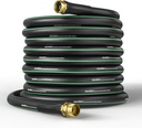 GreatBuddy 100 ft Garden Hose 5/8 Inch Heavy Duty Water Hose, Less Kink Flexible Hybrid Polymer Outdoor Hose for Lawn Care, Car Washing, Pet Bathing and Household Use
