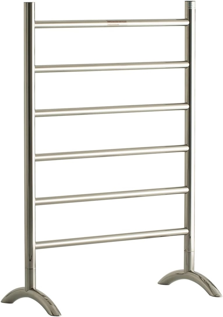 Freestanding Towel Warmer 6 Bars Plug-in Option 3 Working Modes with Top-Mounted Timer Mirror Polished Stainless Steel 24” W 34” H