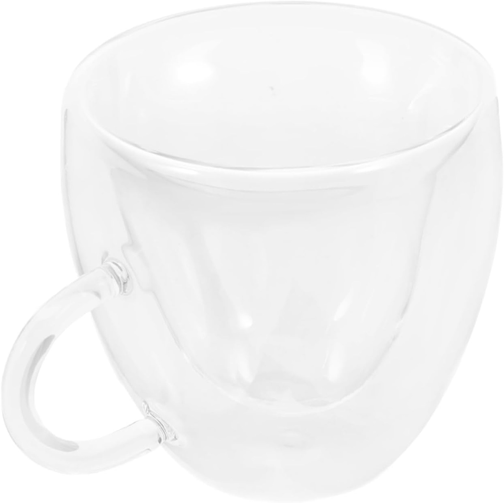 Cabilock Cute Heart Shape Double Layer Insulated Glass Mug High Borosilicate Tea Coffee Water Cup Insulated for Hot Drinks