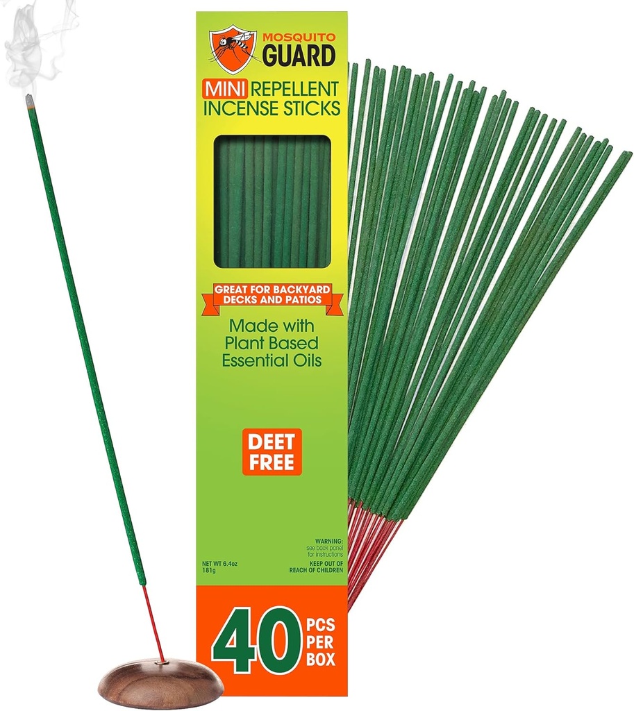 Mosquito Repellent Outdoor Patio Sticks 40 Pcs, 30Hrs Protection - Natural Mosquito Repellent Citronella Incense Sticks, Backyard Travel Camping Bug Repellent Outdoor & Indoors Gnat Mosquito Control