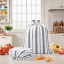 Sourdough Bread Bags for Homemade Reusable Linen Bread Bags - with Plastic Lined - Bowl Covers (Red bowl lid)