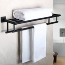 Alise Double Towel Rack for Bathroom,24 Inch Bathroom Tower Holder Towel Shelf with Double Towel Bars Wall Mount,SUS304 Stainless Steel Double Tower Bar for Bathroom Wall,Towel Hanger Matte Black