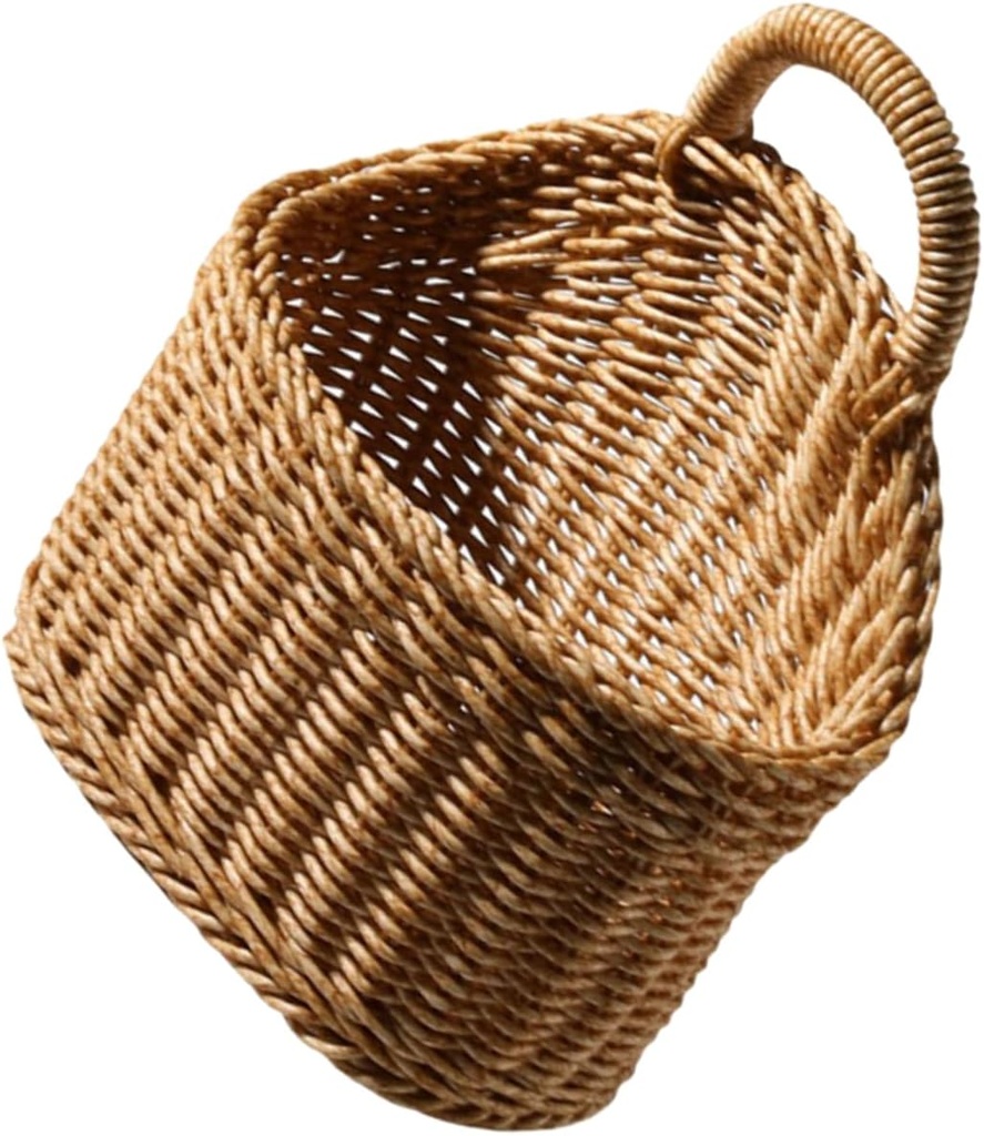 Handwoven Hanging Basket Organizer Plastic Fruit Holders Imitation Rattan Wall Decor Home Kitchen