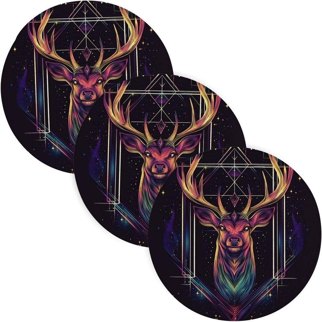 3 Pcs Trivet Holder for Hot Pots and Pans 15in Cotton Thread Weave Kitchen Hot Pads for Crock Pot Protecting Counter Mysterious Tarot Astrological Deer