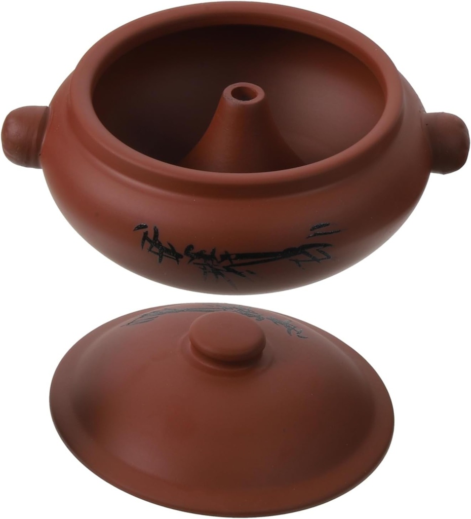 Stoneware Casserole Soup Slow Cooker Ceramic Stew Pot Lid Easy to Clean