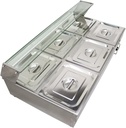 110V 6-Pan Bain-Marie Buffet Food Warmer 2000W with Transparent Cover Electric Stainless Steel Buffet Warmer Electric Steam Table for Restaurants, Hotels, and Cafeterias
