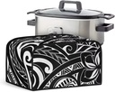 Suobstales Polynesia Flower Print Slow Cooker Bag with Handle and Pocket, Waterproof Slow Cooker Carrier Fits for Most 6-8 Quart Oval Slow Cooker