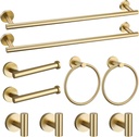 Brushed Gold Towel Bar Set 10 Pieces Bathroom Hardware Accessories Set Towel Rack Set for Bathroom SUS304 Stainless Steel Toilet Paper Holder Wall Mounted, 23.6 Inch
