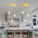 Flashing God 3 Pendant Lights Gold Farmhouse Light Fixtures Kitchen Island Lighting Small Crystal Hanging Chandeliers Modern Ceiling Pendant Light for Dinning Room Bedroom Hallway Bar