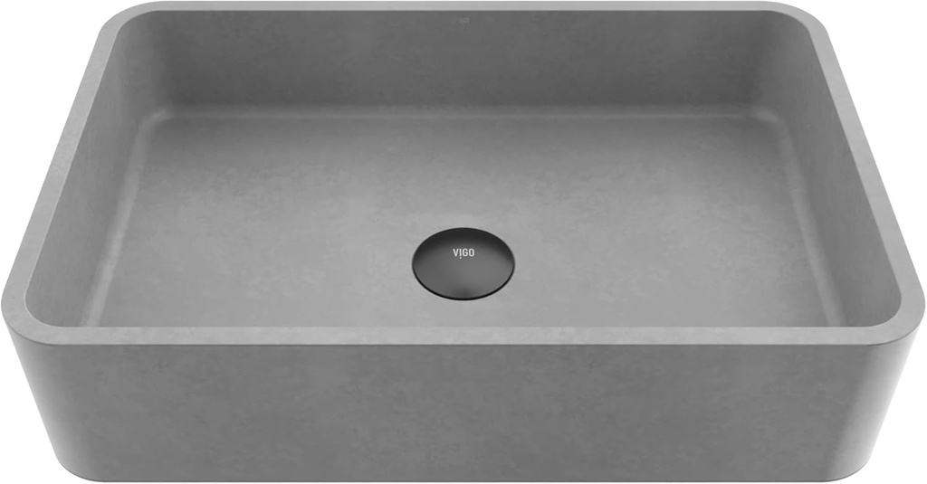VIGO Cordoba Gothic 20" L x 13" W x 5" H Over The Counter Concrete Rectangular Vessel Bathroom Sink in Ash Gray -VG04062