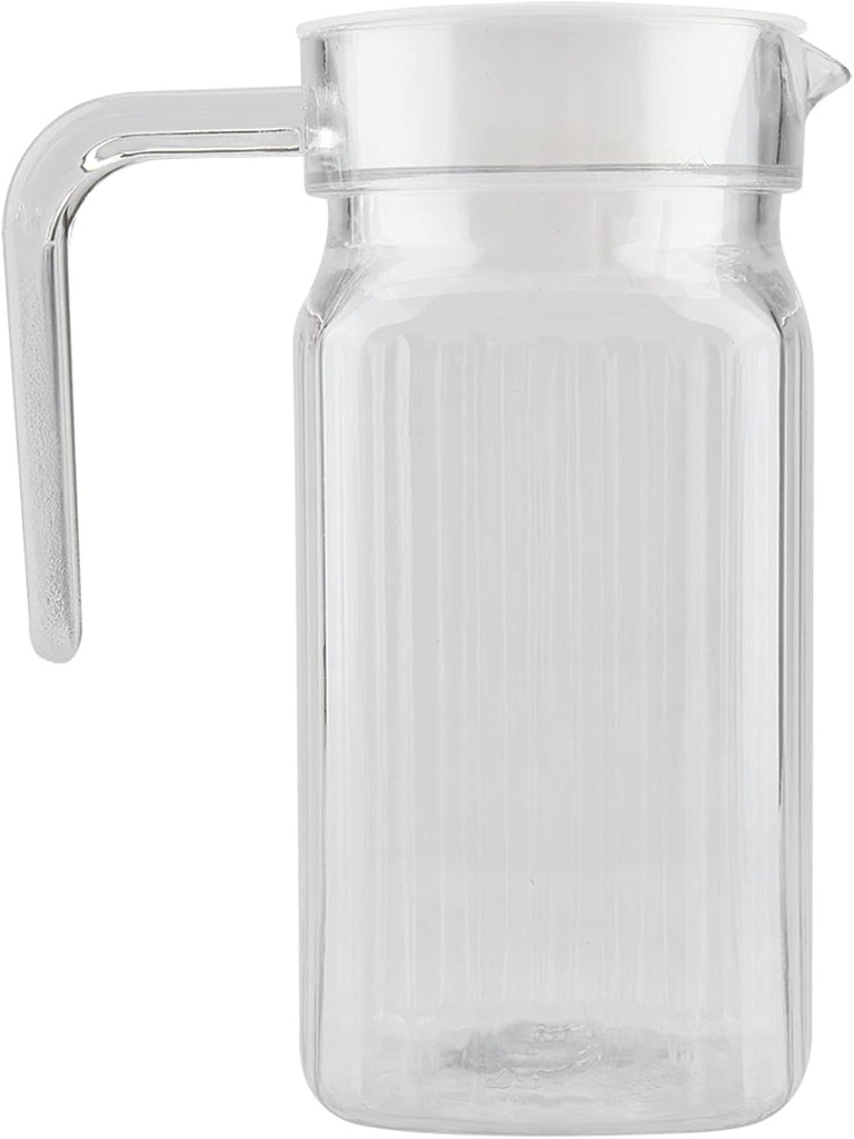 Glass Pitcher with Lid and Spout, Acrylic Transparent Juice Bottle Drinking Bottle Striped Water Ice Cold Juice Jug with Lid for Bar Home (500ML)
