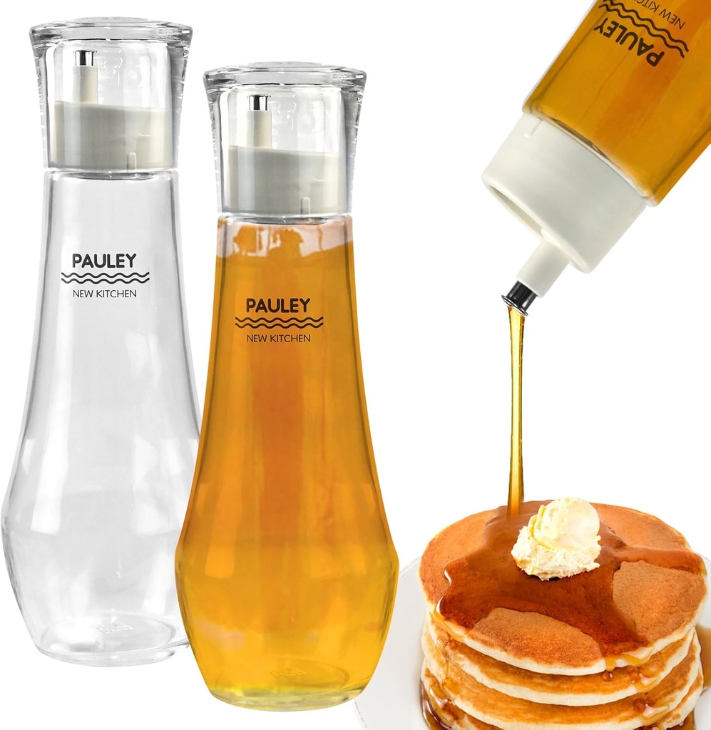 2 Pcs 8.8oz Syrup Dispenser Honey Pot with Lid Cup, Glass Honey Dispenser Jar, Automatic Reflux, Maple Syrup Dispenser, Honey Container, Honey Dispenser Jar for Home Kitchen Honey & Syrup Storage