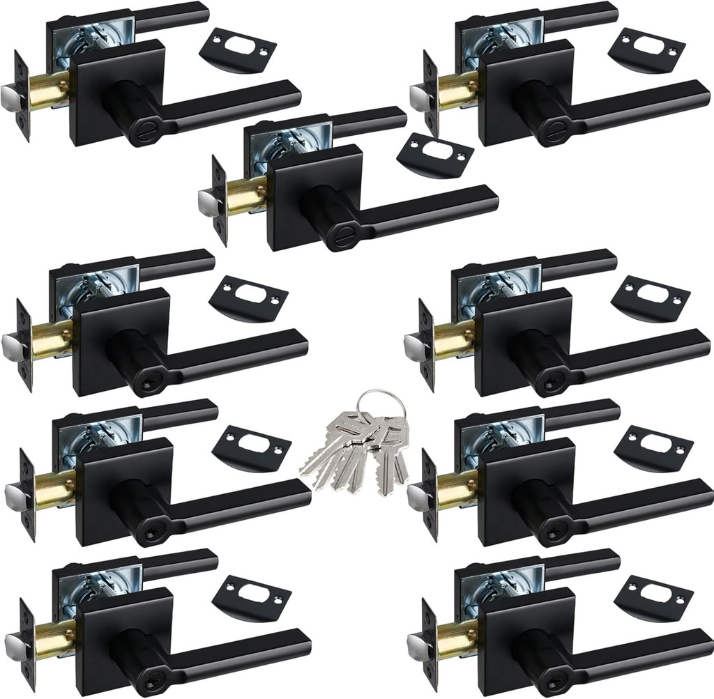 3pcs Privacy Door Handles & 6pcs Keyed Alike Entry Door Levers with Lock