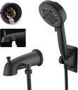 All Metal Tub Spout with Diverter Fits for Threaded 1/2" or 3/4" IPS, Bathtub Faucet with Sprayer High Pressure 9 Settings Hand Held Shower, Matte Black