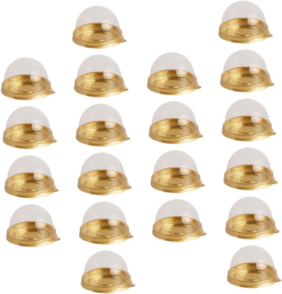 Garneck 100pcs Moon Cake Trays Wrapping Boxes Round Egg Holders Lid for Moon Cake for Party Home Use