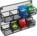MyGift Wall Mounted Metal Mesh Wire Tea Bag Organizer Rack with 8 Compartments and Matte Black Finish, Farmhouse Style Kitchen Tea Storage Display