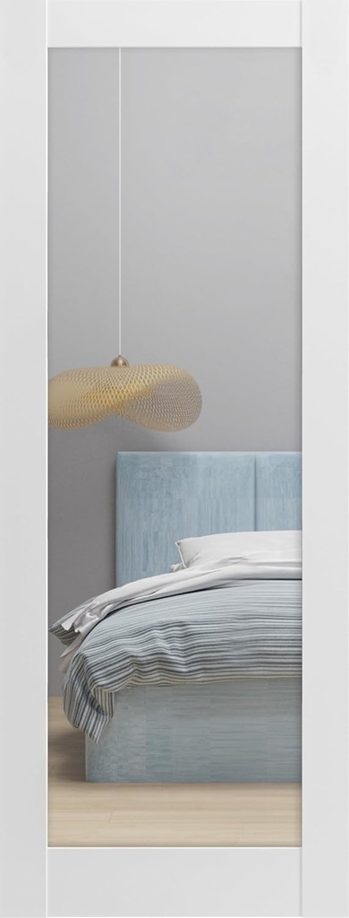 SARTODOORS Slab Barn Door Panel | Lucia 1299 White Silk with Mirror | Sturdy Finished Doors | Pocket Closet Sliding