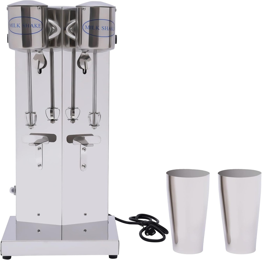 Electric Drink Mixer,Milkshake Maker,Double-Head Milkshake Machine,180W Household Stand Mixers,Restaurant Commercial Drink Mixers w/2*800ml Cups,500-16000RPM Stainless SteelElectric Milk Shake Machine
